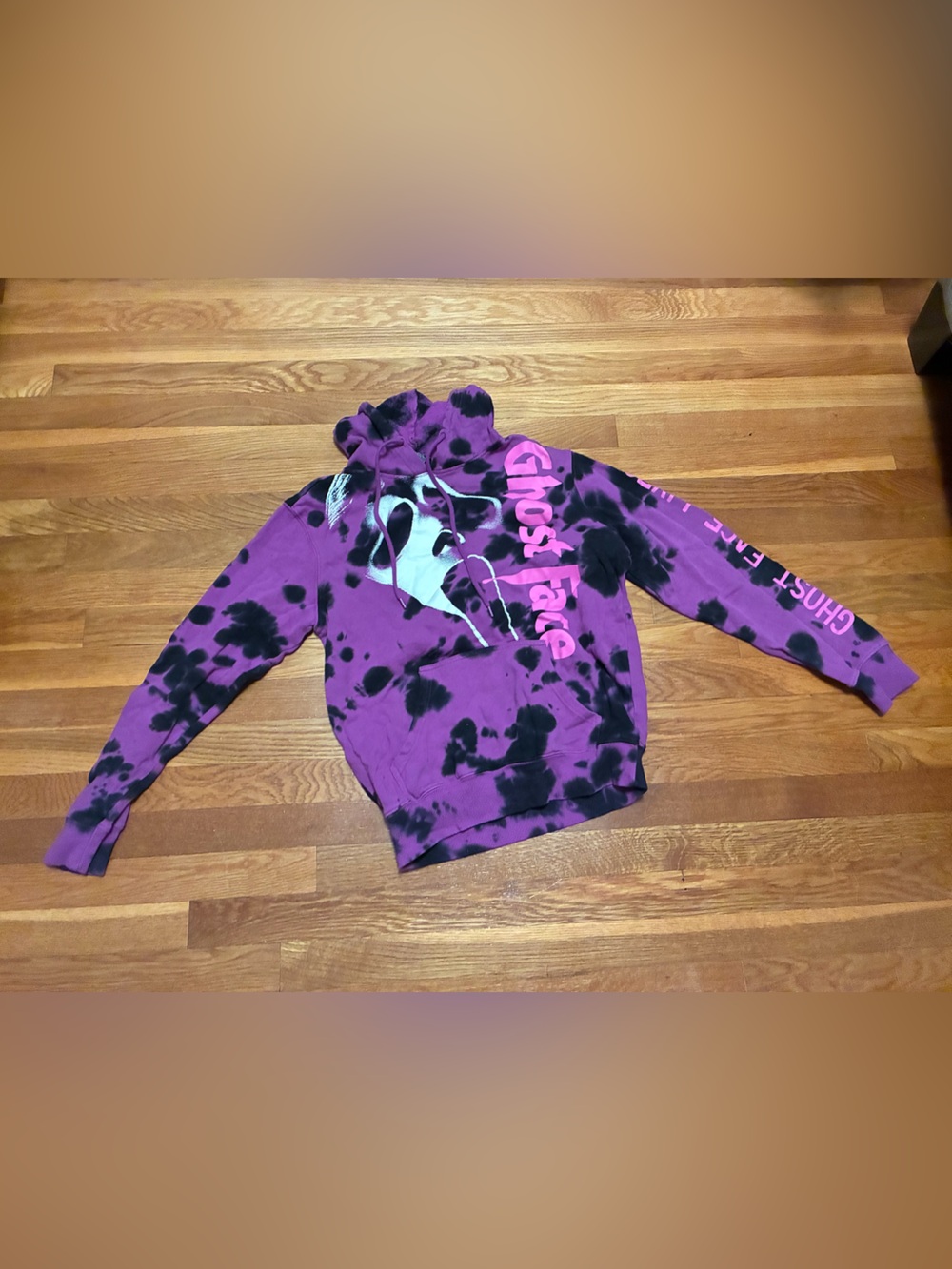 GhostFace Purple and Black Tie-Dye Hoodie with Graphic Logo